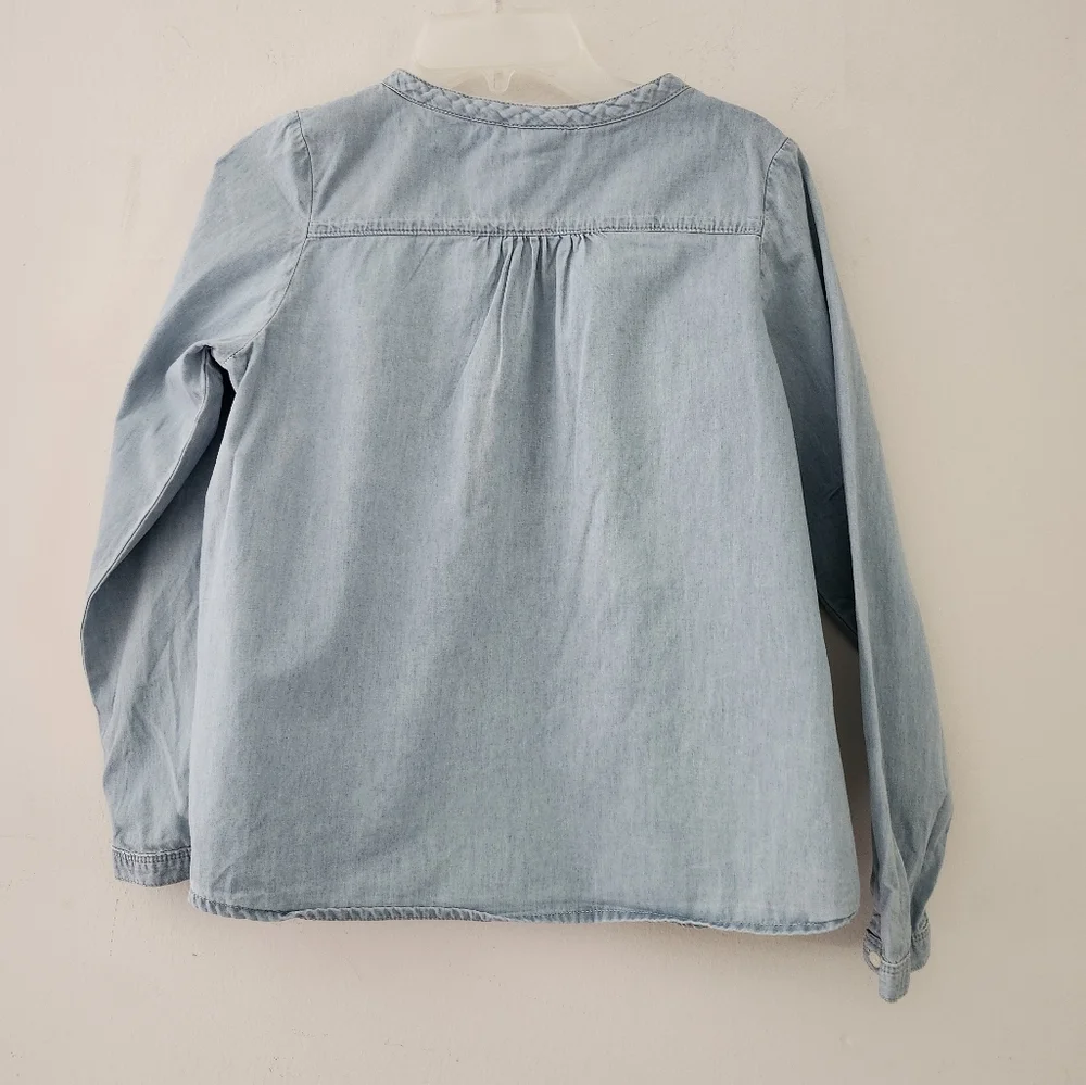 OshKosh B'gosh Chambray Embroidered Long Sleeve Button Down Tunic Blouse Size:14